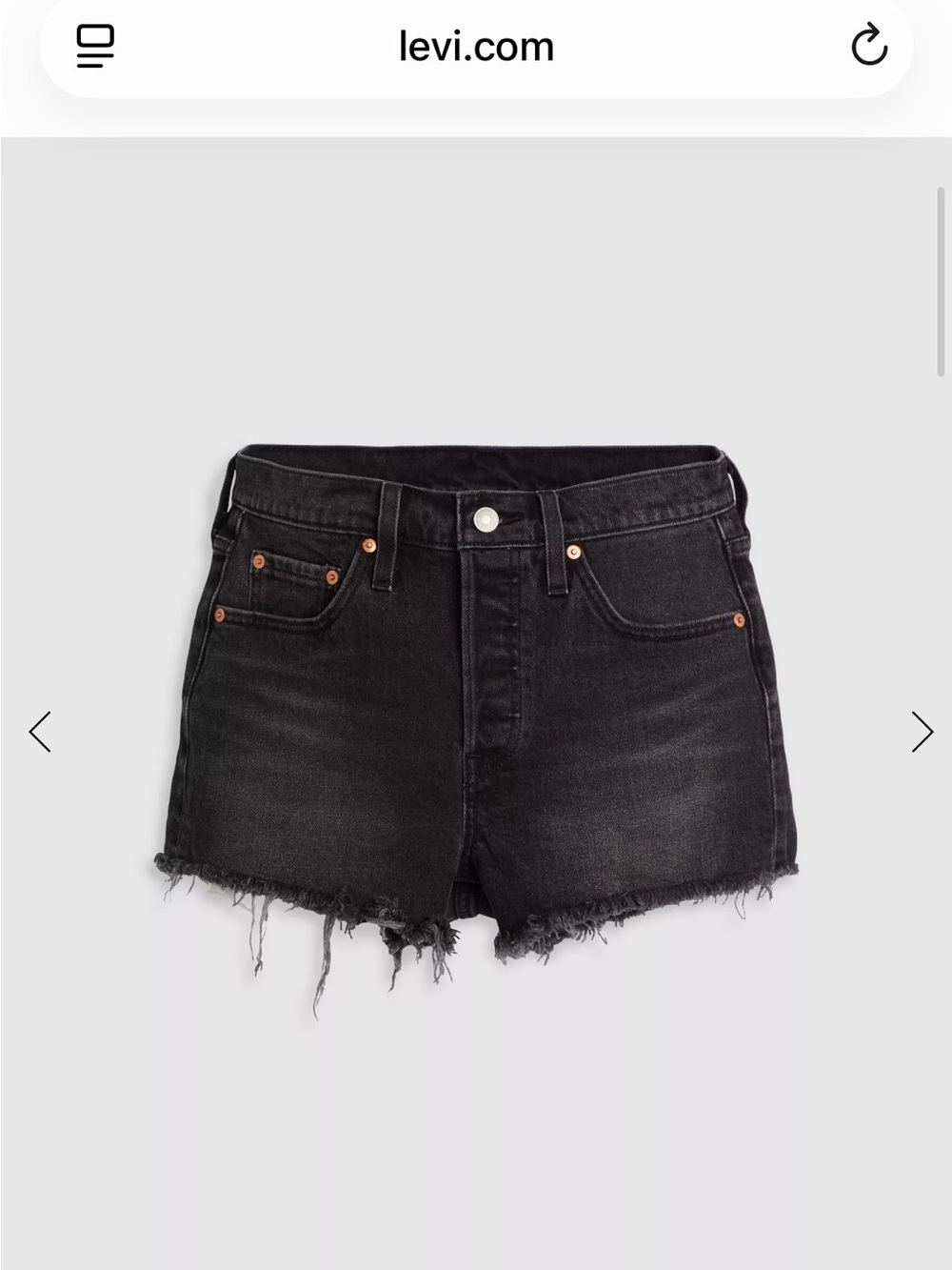 Levi's Black Distressed High-Rise Denim Shorts